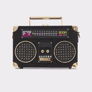 Black Glitter Boombox Purse by ALDO w/ rose gold hardware